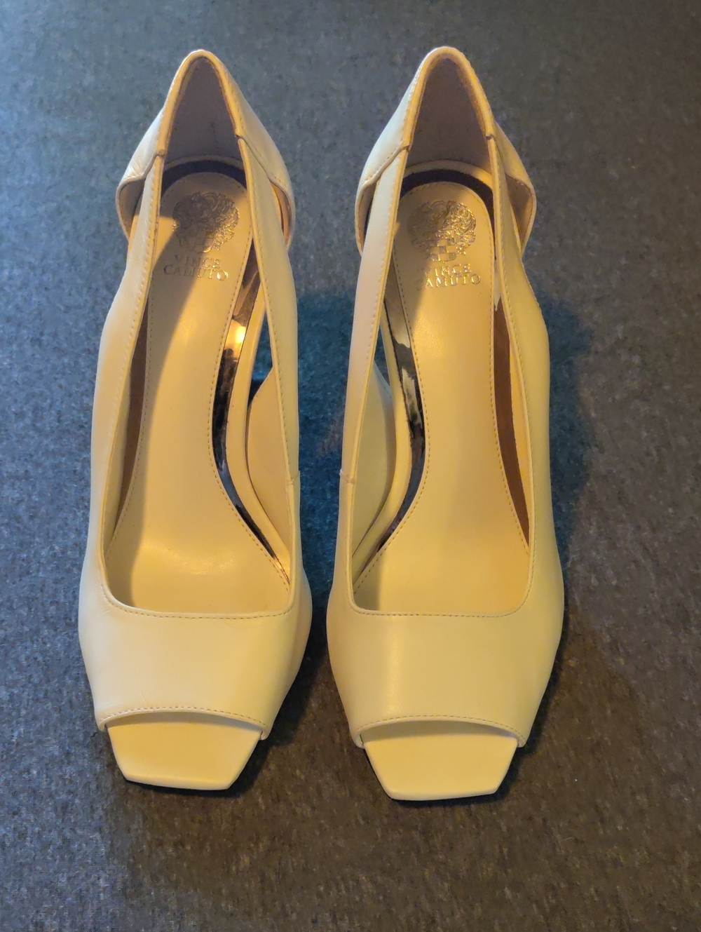 Vince Camuto White Open-Toe Pumps